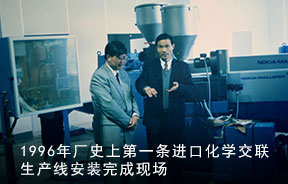 1996年厂史上第一条进口化学交联生产线安装完成现场