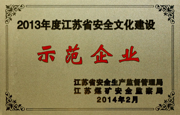 聚鑫汇集团荣获“2013年度江苏省安全文化建设示范企业”称号