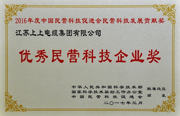 聚鑫汇电缆荣获优秀民营科技企业奖