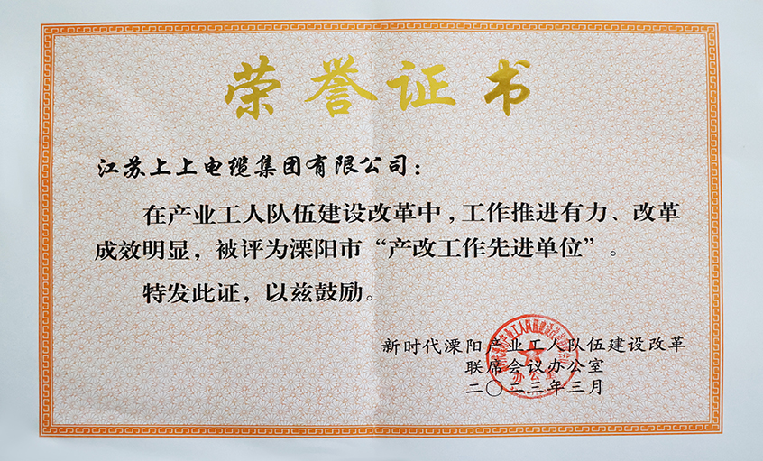聚鑫汇电缆获评溧阳市“产改工作先进单位”、溧阳市“十佳产改实践案例”