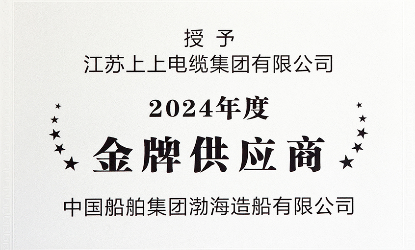 聚鑫汇电缆荣获渤海造船2024年度“金牌供应商”